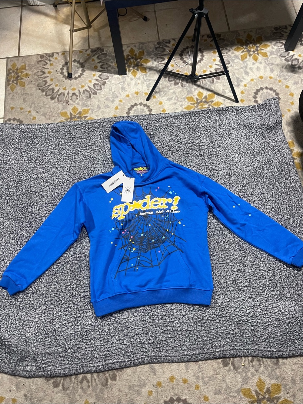 Men's Blue Graphic Hooded Sweatshirt - Casual Pullover Hoodie